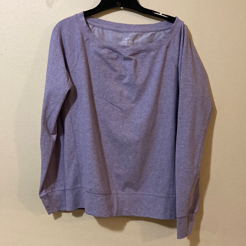 Nike Dri Fit Purple Marbled Lightweight Sweatshirt. Wide neckline. Size Small.